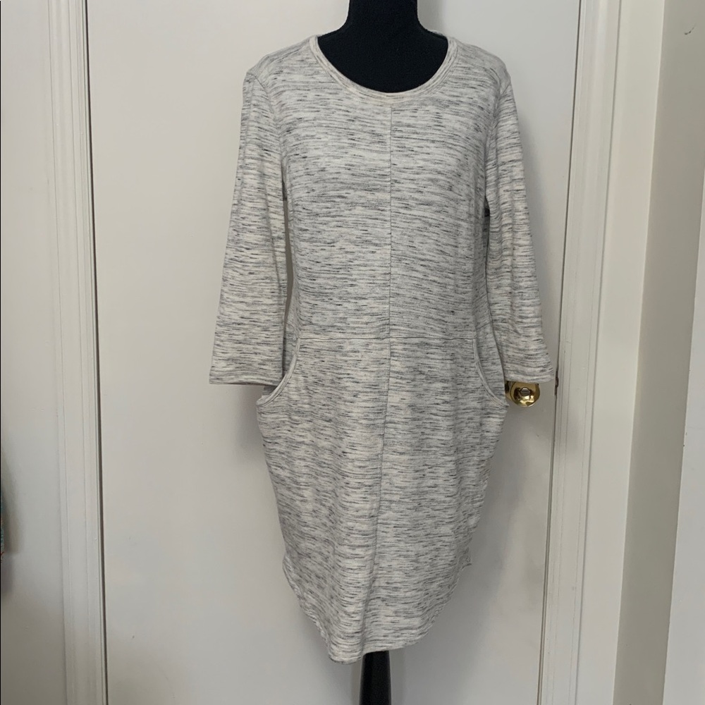 Betsey Johnson Heather Gray terry knit 3/4 sleeve with pockets Dress Size M